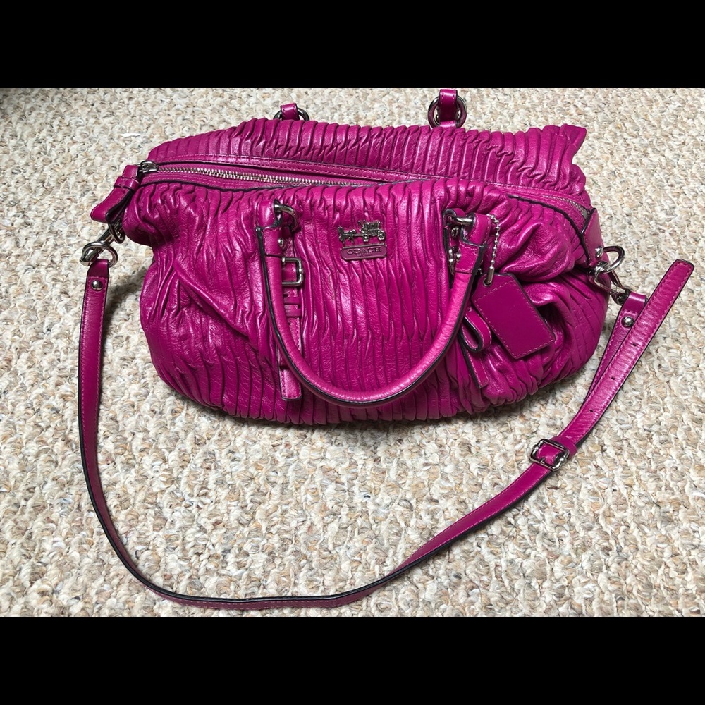 Coach Fuchsia Ruched Bag with Dust Bag - Picture 3 of 7